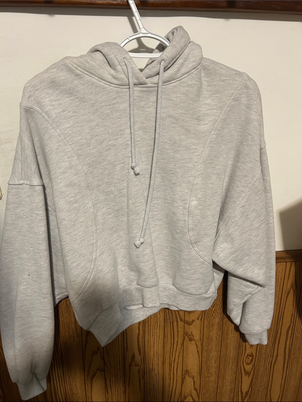 Cropped Light Gray Women's Hoodie Sweatshirt